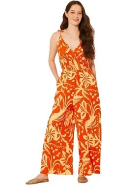 Patrons of Peace Mango and Cream Jumpsuit